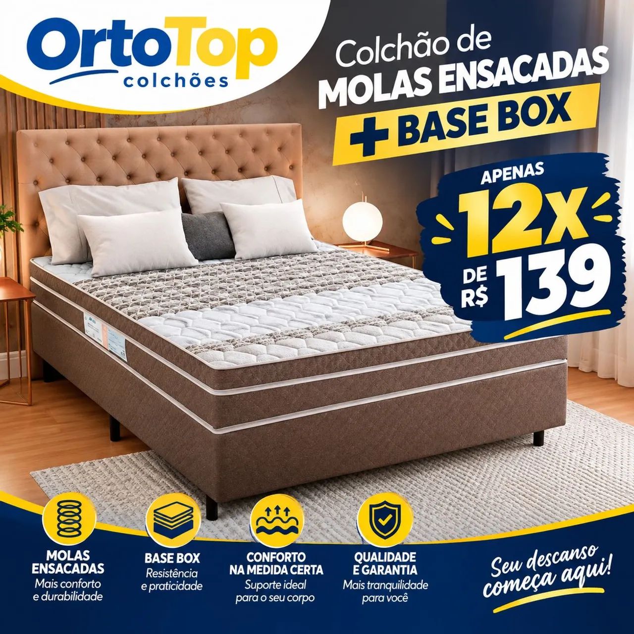 Colchão molas ensacadas + base box