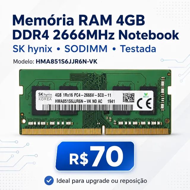 SK hynix DDR4 4GB 2666 22枚セット Memoria Sk Hynix Ddr4 4gb 2666 1rx16 Hma851s6jjr6n-vk - Nova
