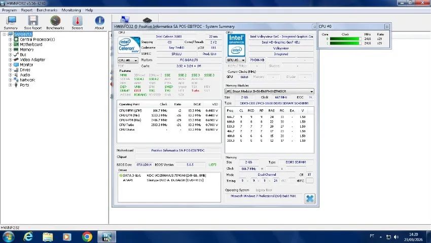 CPU Positivo STILO Win7 64 POS EIBTPDC Celeron J1800 2GB ddr3 hd sata 250GB formatada - Foto 5