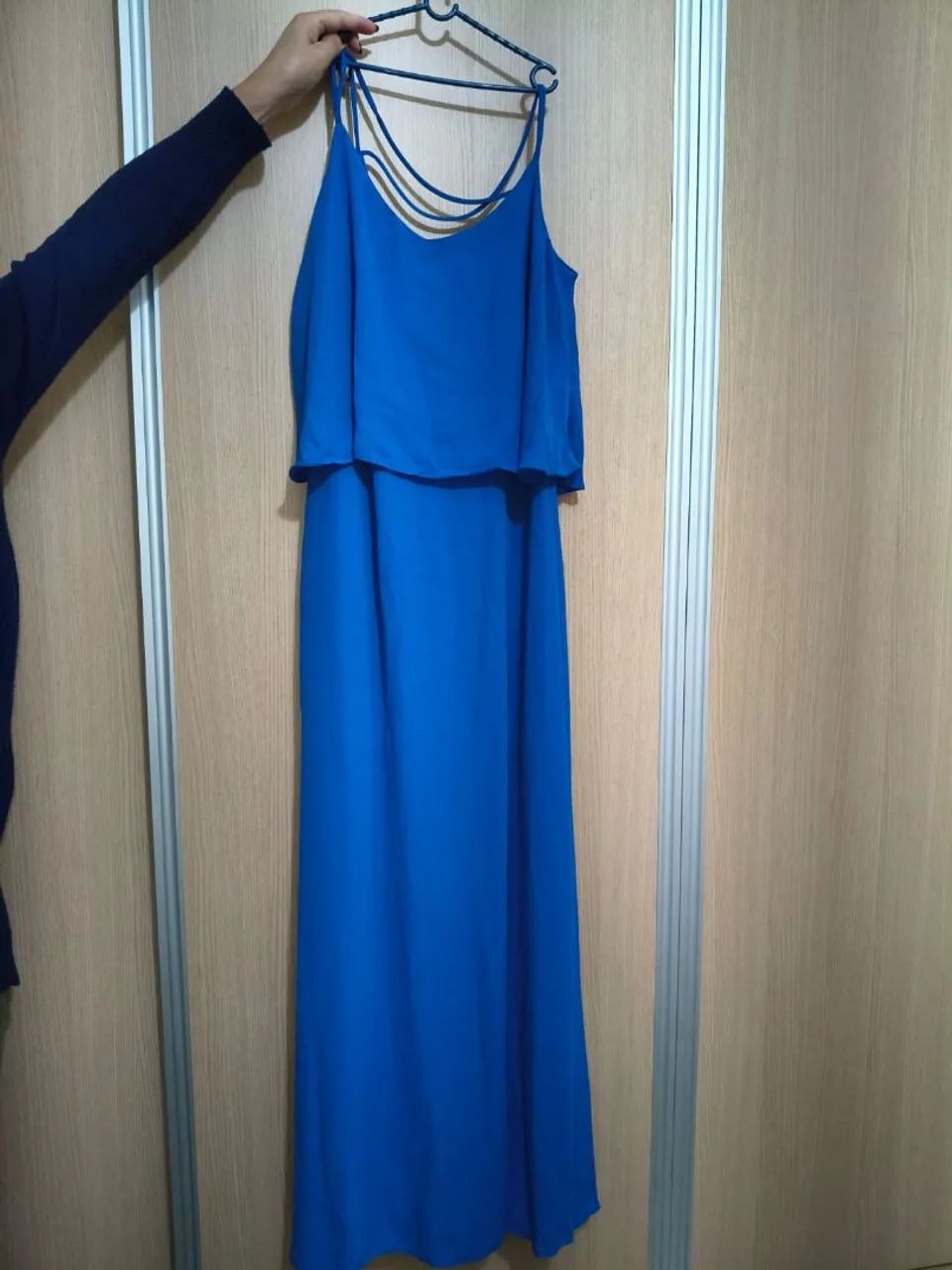Vestido azul crepe de seda Tam.42