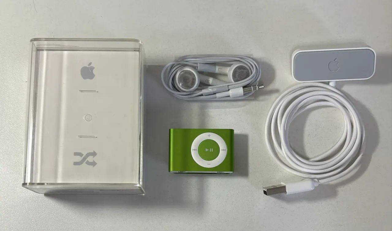 iPod Shuffle 2ªGeração Verde 2GB, ZERO - Nunca usado (Completo)