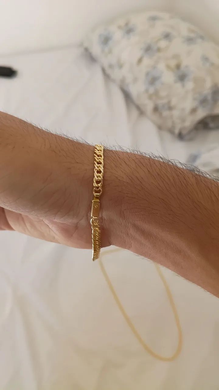 PULSEIRA ELO DUPLO 4MM 21CM MOEDA ANTIGA  - Foto 2