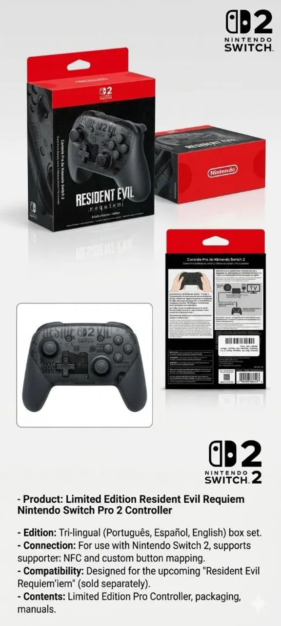 VENDO - Pro Controller 2 Resident Evil Requiem LACRADO - Nintendo Switch 2