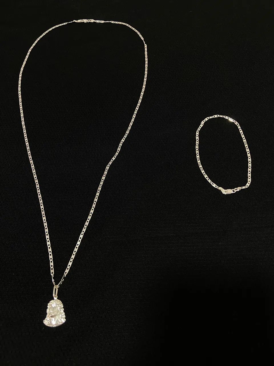 Corrente e pulseira Piastrine prata