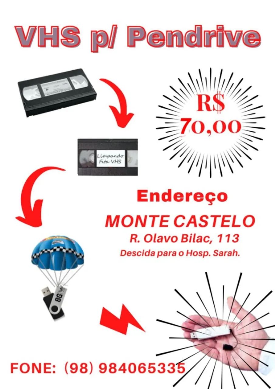 DE VHS P/ PENDRIVEs