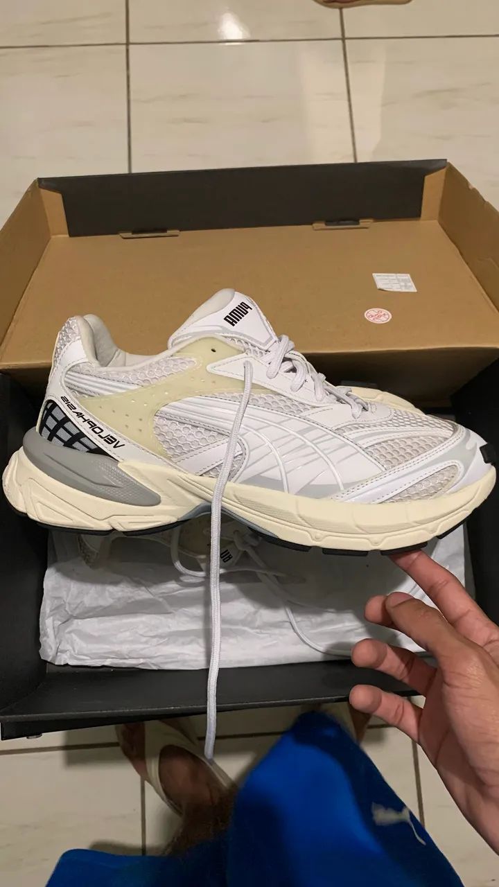 Tênis puma velophasis white mid grey - Foto 4
