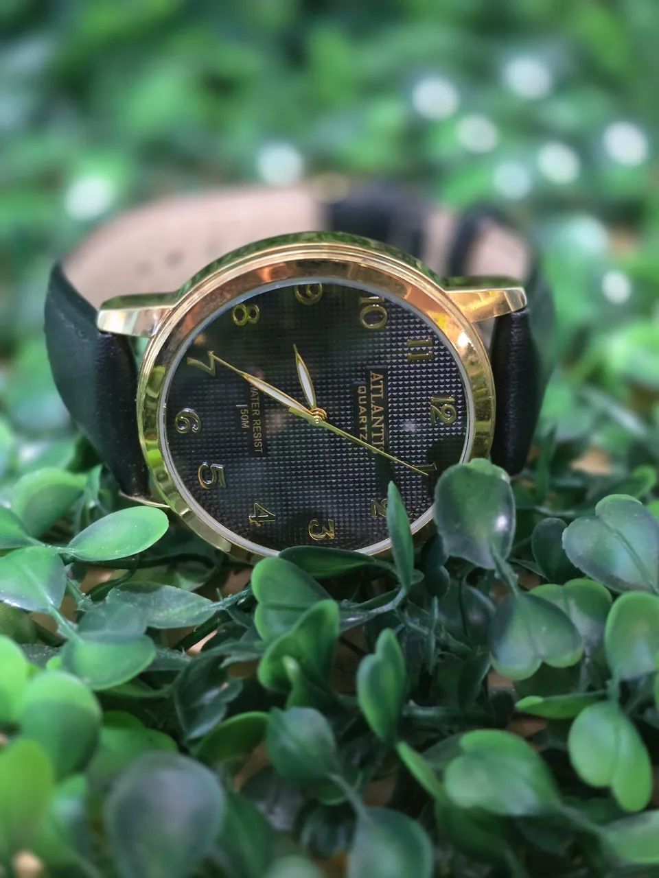 Relógio atlântis dourado pulseira de couro  - Foto 2