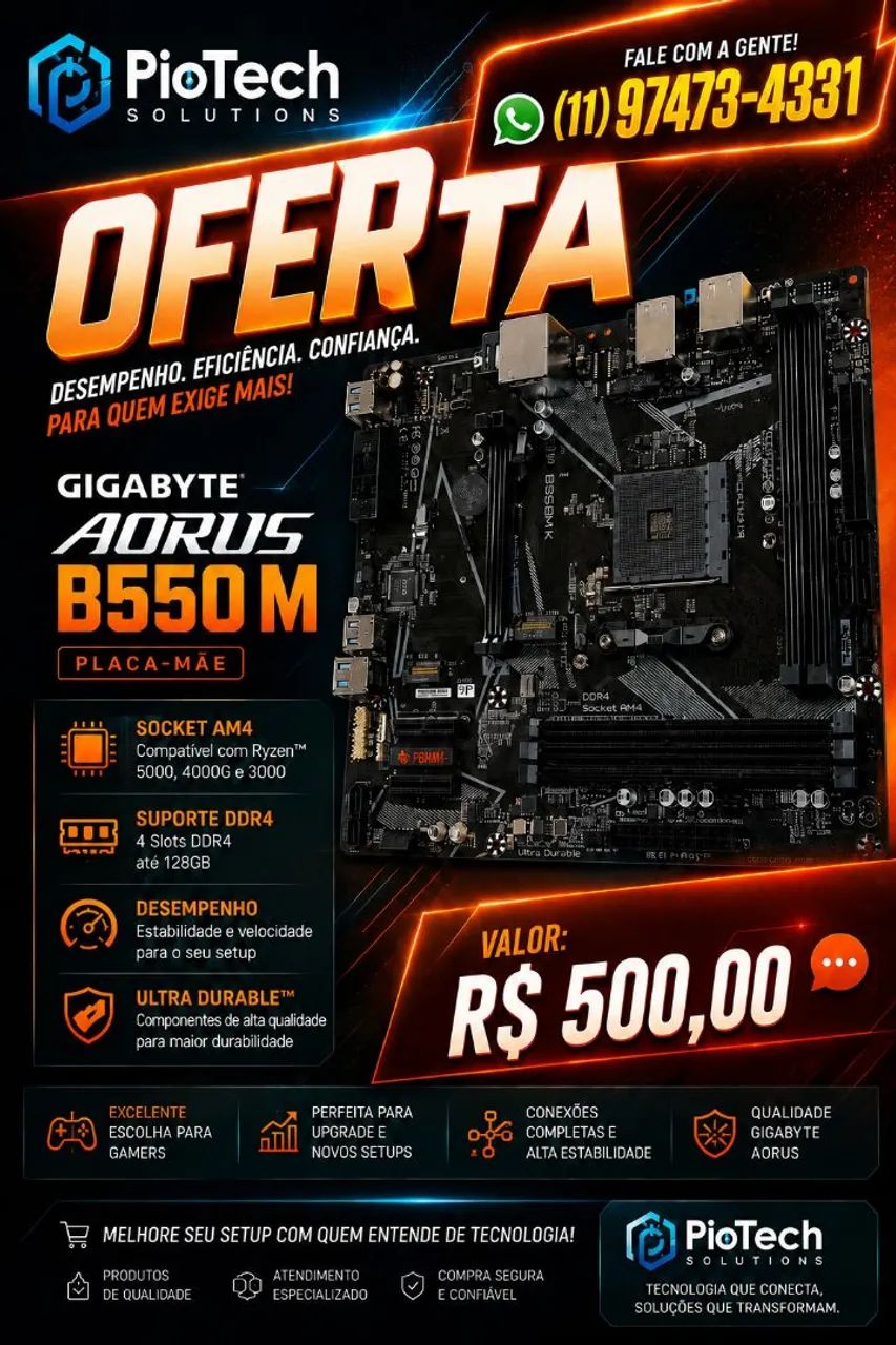 Placa mãe Gigabyte Aorus B550-M