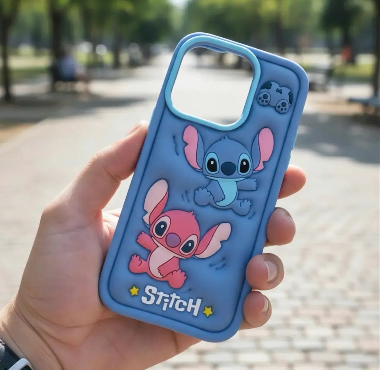 Capa Capinha Do Stitch E Angel Silicone Maleável Do Iphone - Foto 4
