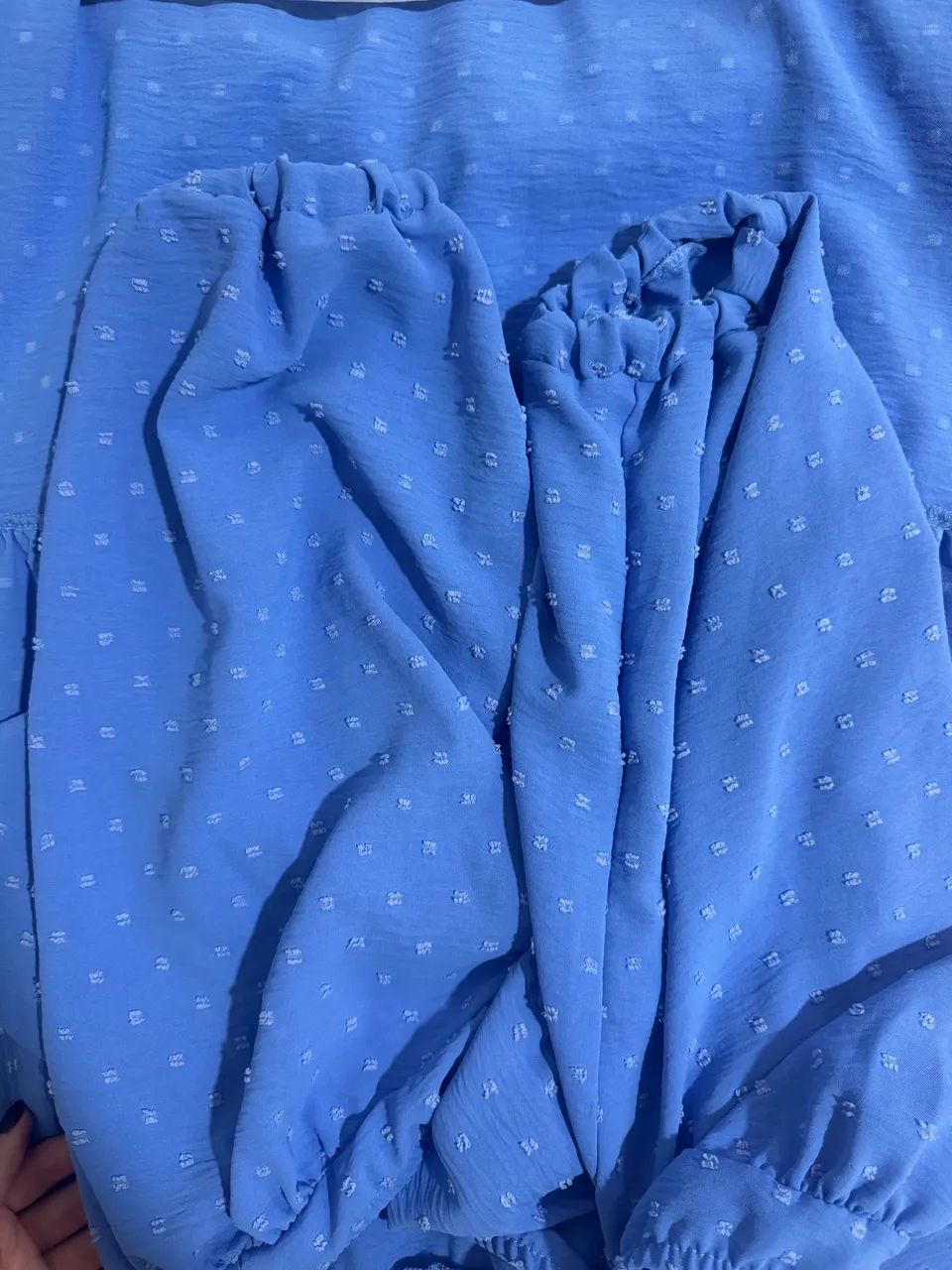 Conjunto saia longa e cropped texturizado em poá - Foto 5