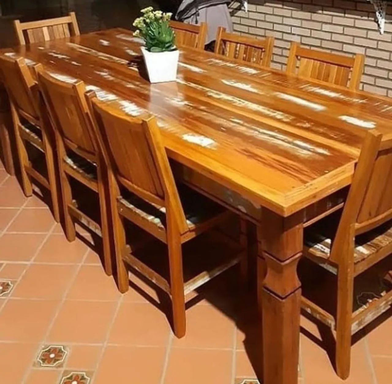 Mesa gourmet madeira com 6 cadeiras 