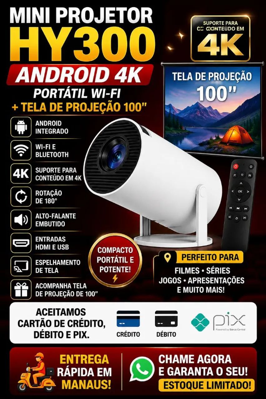 Projetor Android com tela 