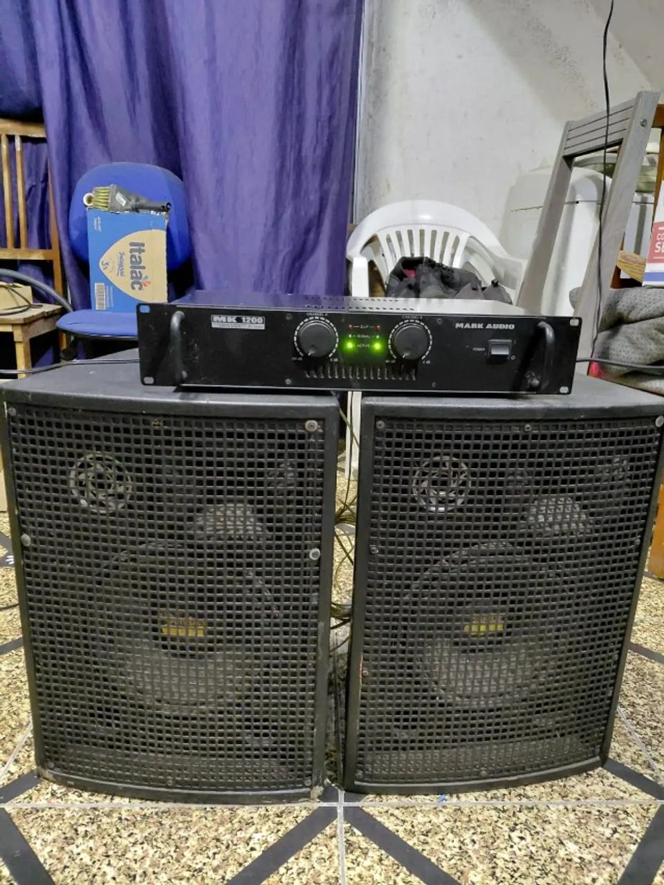 Kit 2 caixa de som e potência mark áudio mk1200 - Foto 4