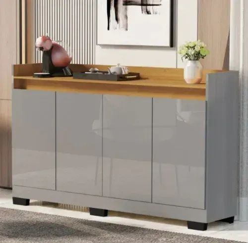 Buffet Real com 4 portas Cinza/Mel
