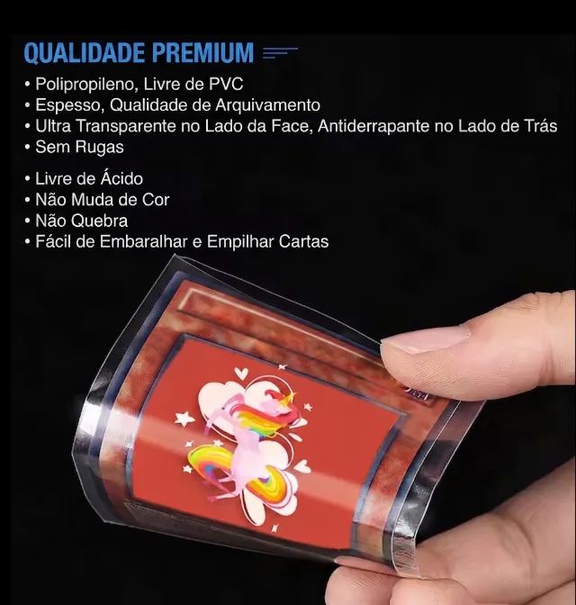 100 sleeves protetores de cartas transparente tcg 6,6x9,1cm - Foto 4