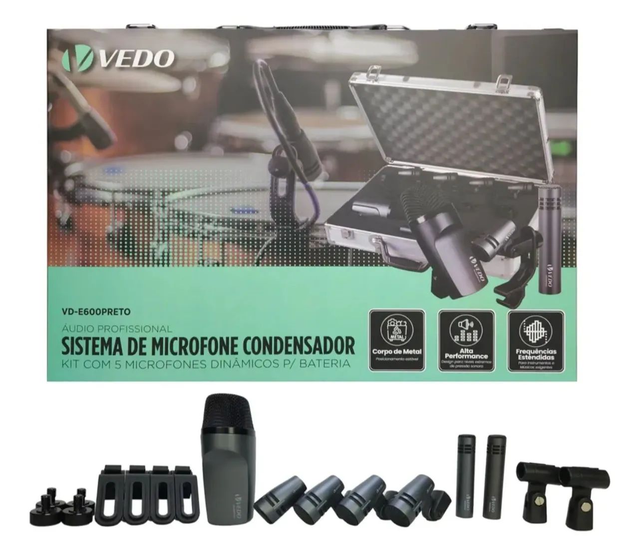 Kit microfones áudio profissional p/ Bateria. - Foto 4
