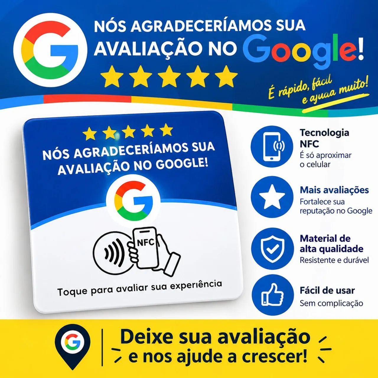 ? Plaquinha de Avaliação no Google com NFC - NTAG215 - Foto 4
