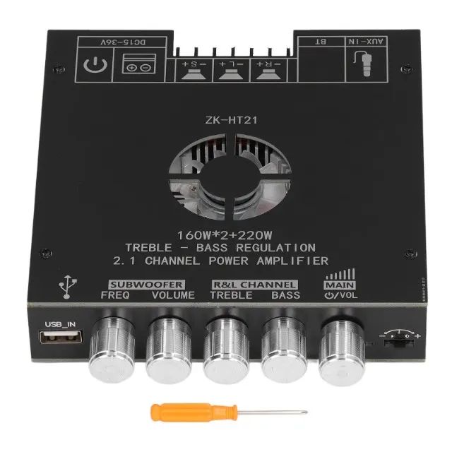 Amplificacor ZK HT21 160w x 2 mais 220w do sub - Total 540W RMS