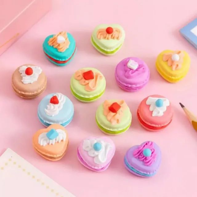 Mini Borrachas Decorativas Coração Macaron Erasers unidade430187138096844802