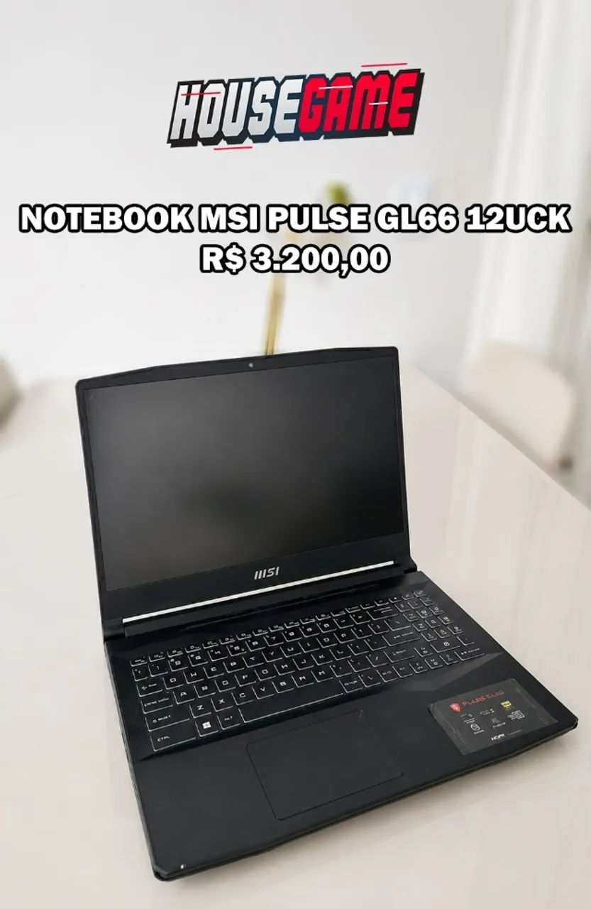 Notebook MSI Pulse GL66 12UCK