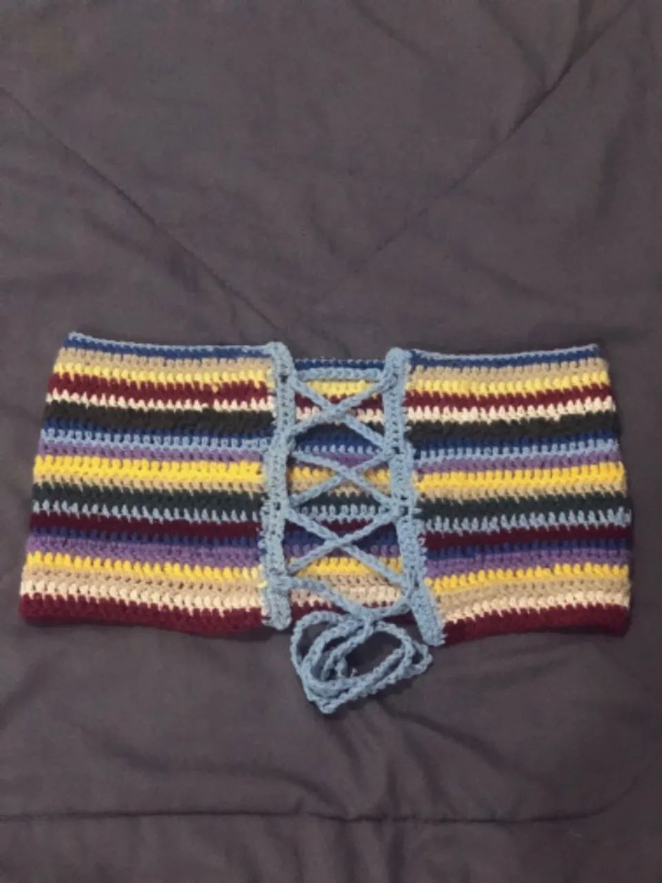 top de crochê colorido tamanho M