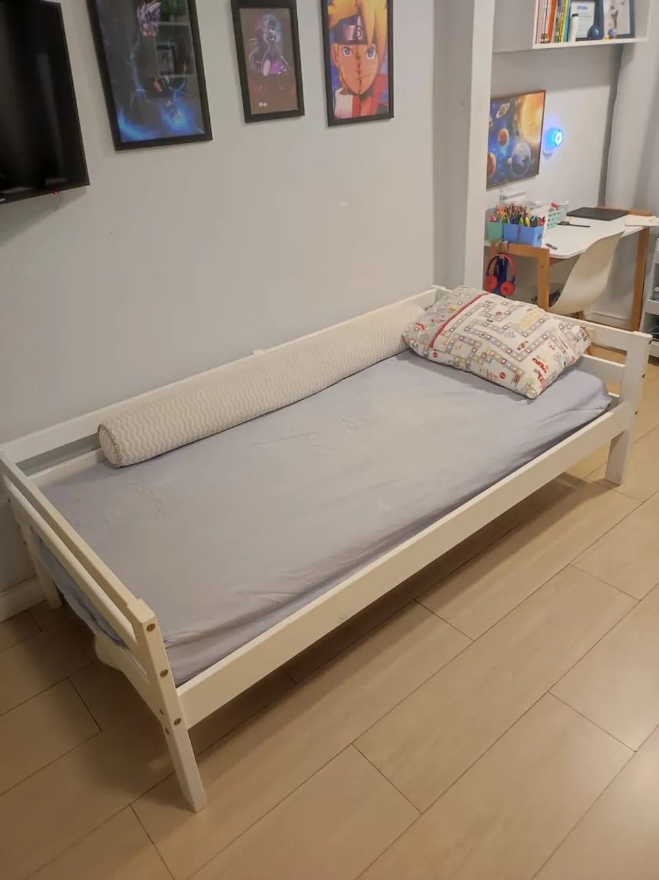 Cama Solteiro Branca Madeira Maciça  - Foto 3
