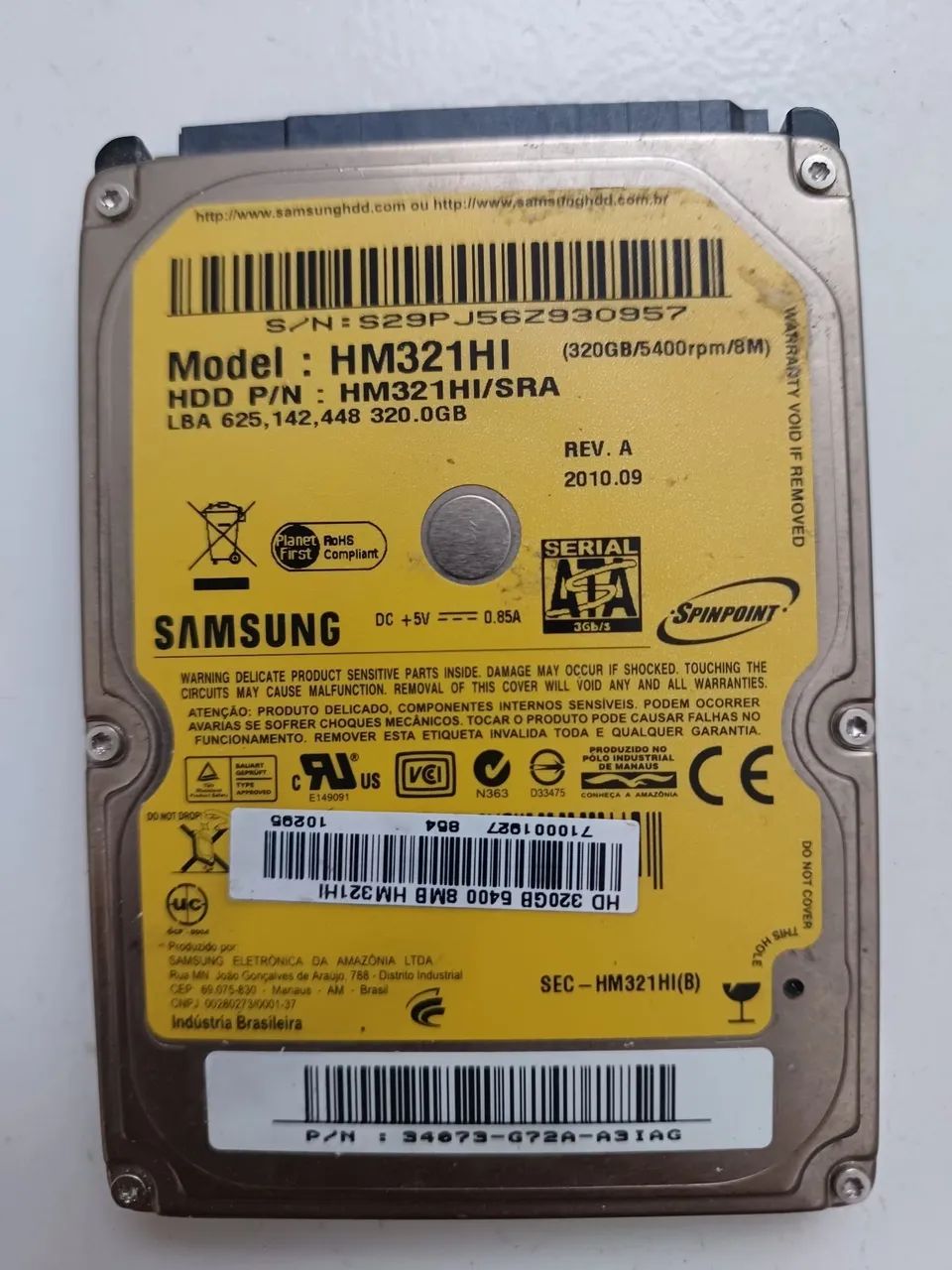 Hd Samsung 320GB 2.5 notebook 