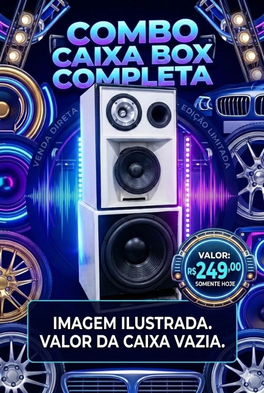 Caixa  box completa vazia pra grave de 12 médio 8p