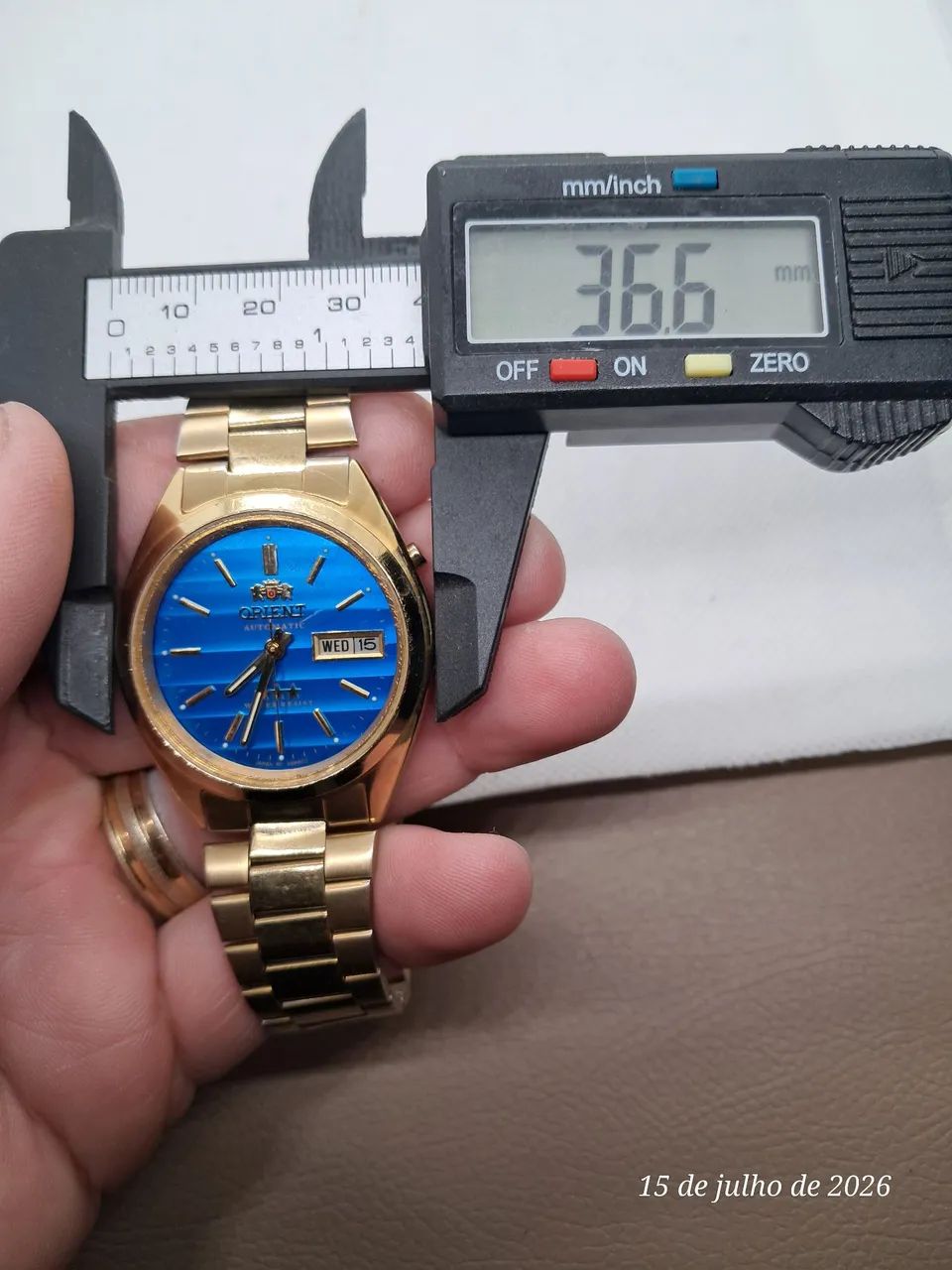Relogio Orient 3 estrelas automático azul - Foto 3