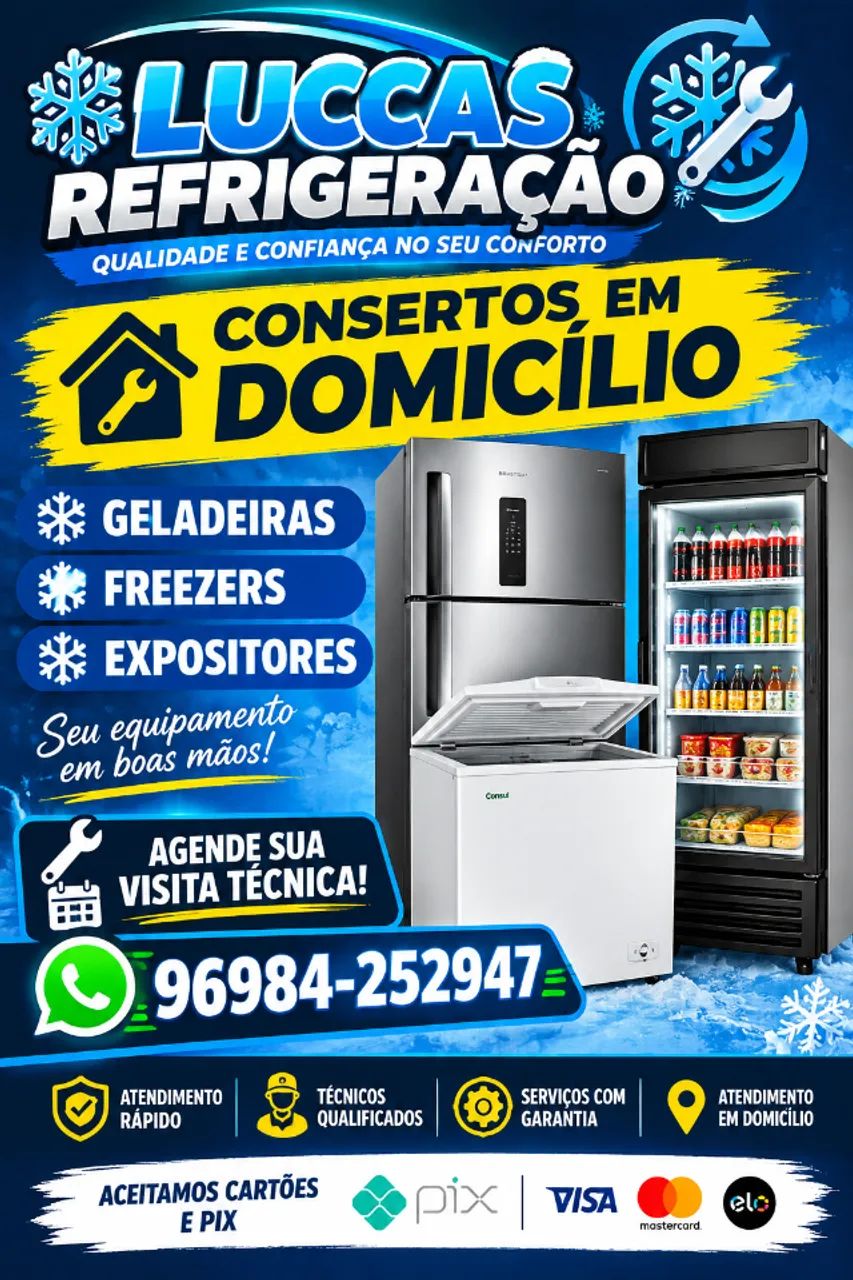 Consertos de Geladeiras e frezers em domicílio 