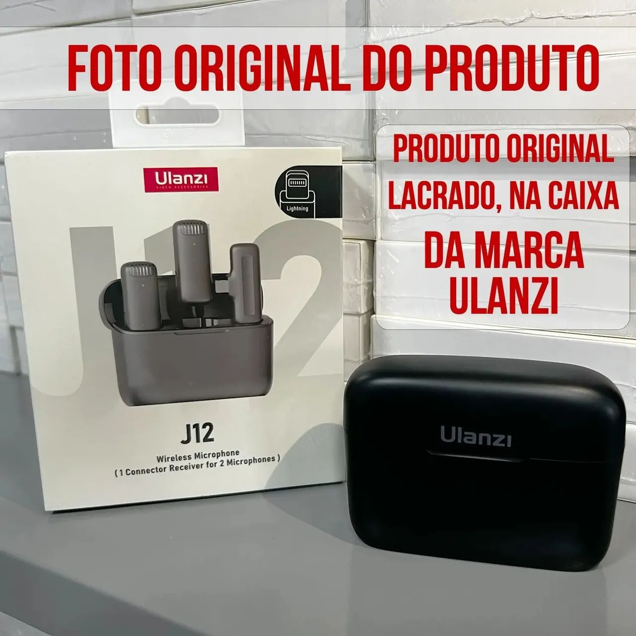 Microfone Sem Fio Ulanzi J12 Iphone Lightning C/  2 Mics