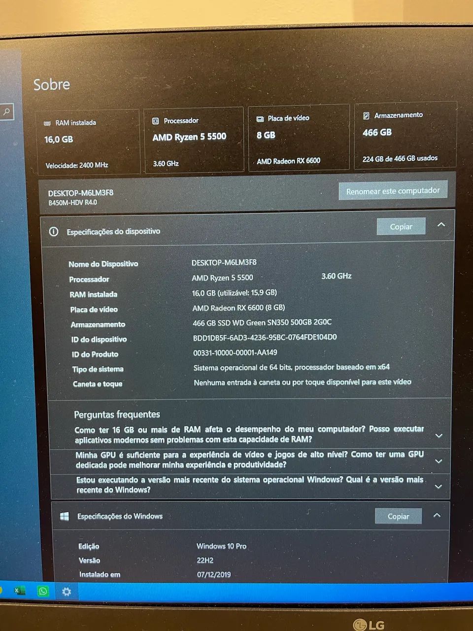 COMPUTADOR GAMER RX6600 RAYZEN 5 5500 - Foto 5