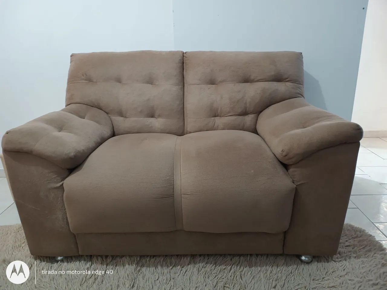 Sofá 3 e 2 lugares com percinta  tecido Suede  - Foto 4