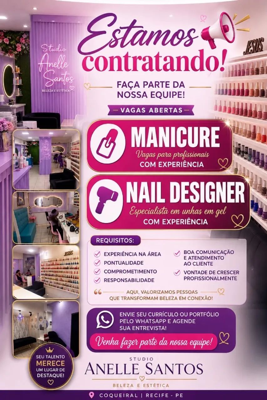 Contrata-se Manicure / Nails Designer 