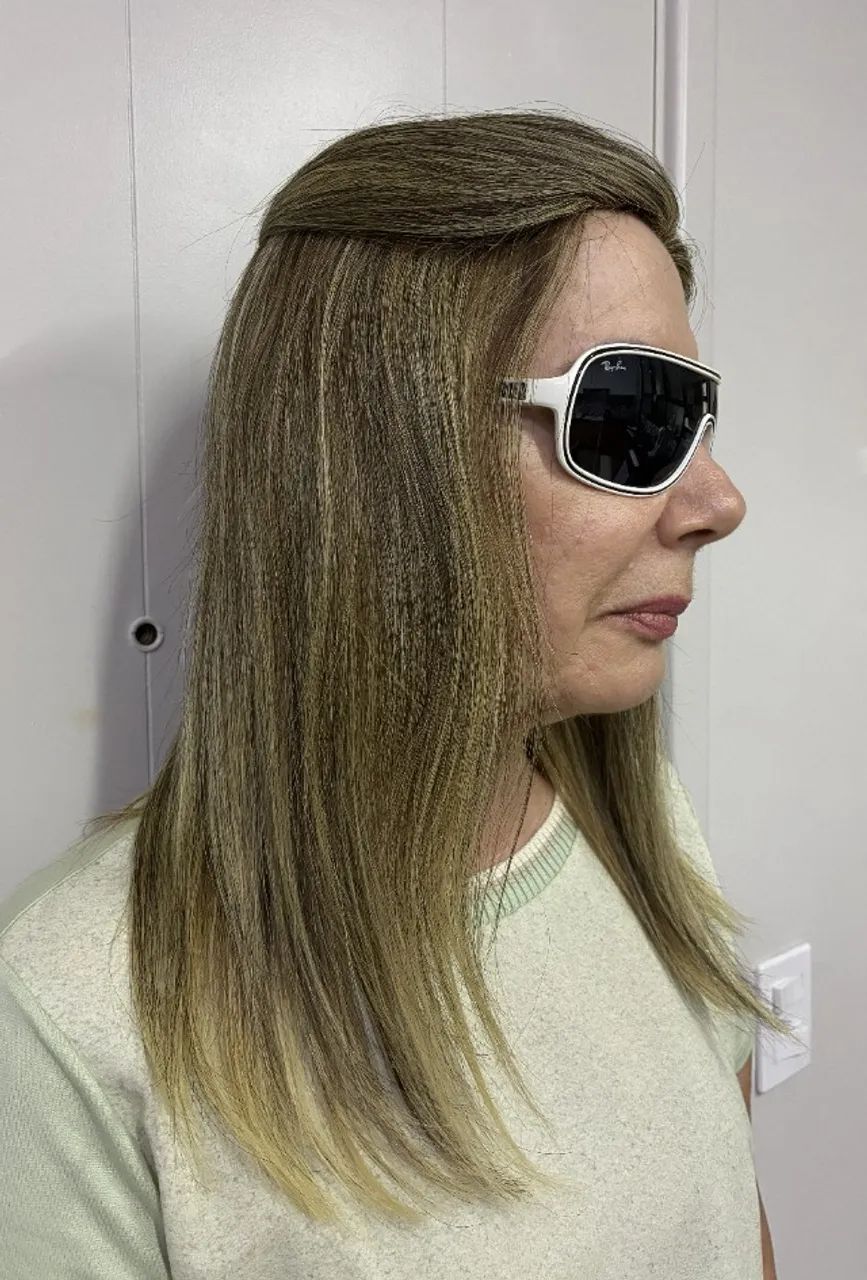 Nova Linda Peruca 100% Cabelo Humano Louro Liso 35 cm