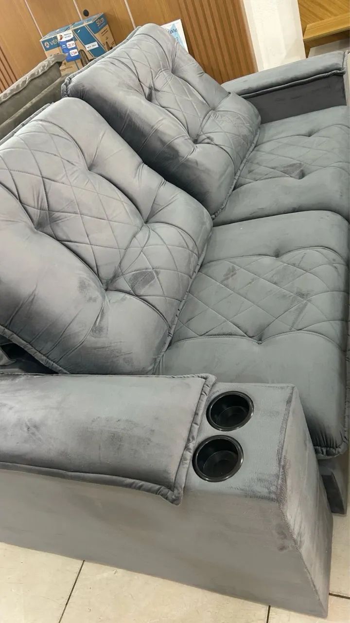 Sofá Retrátil Reclinável 2,30m Braga Molas Ensacadas t988 - Foto 3