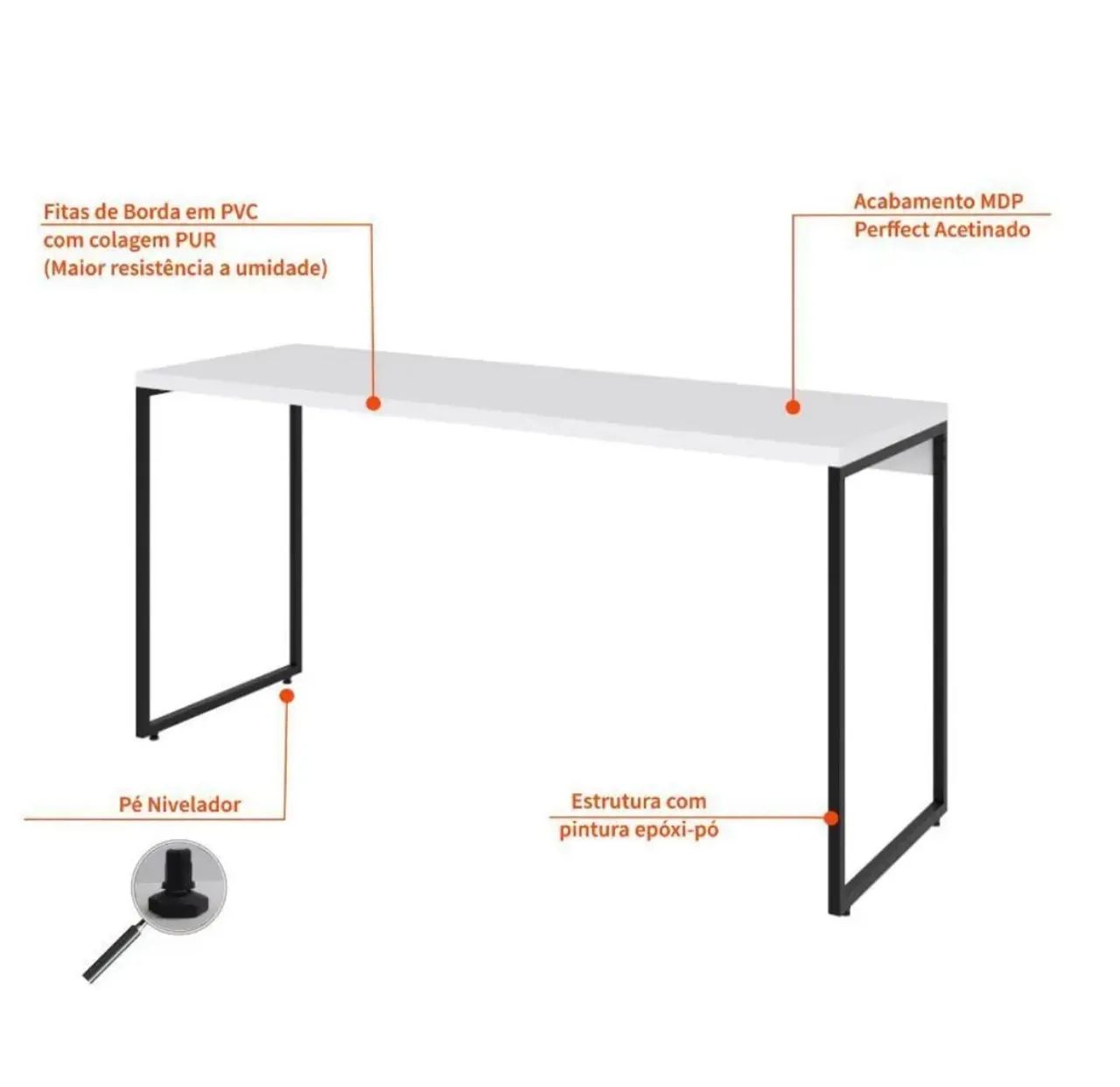 Mesa de Escritório Branca 150 cm - Mobly - Foto 5