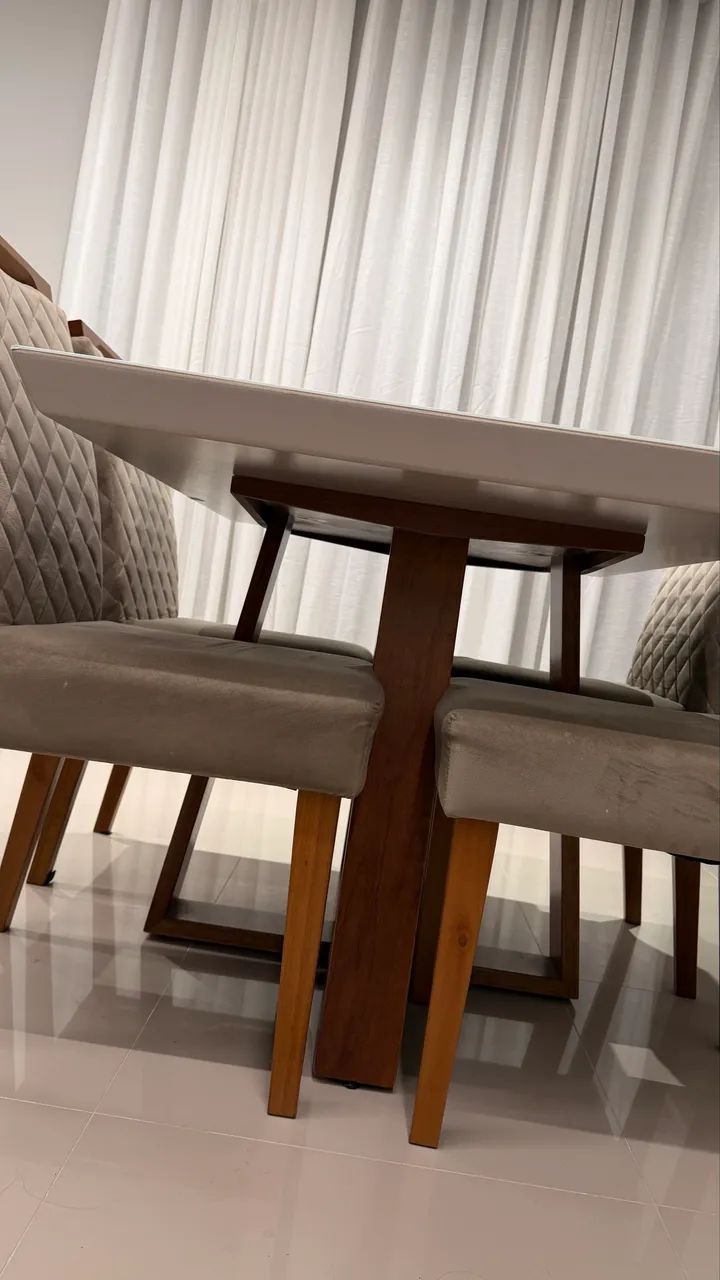 Mesa madeira com vidro 10x no cartão SEM JUROS - Foto 3