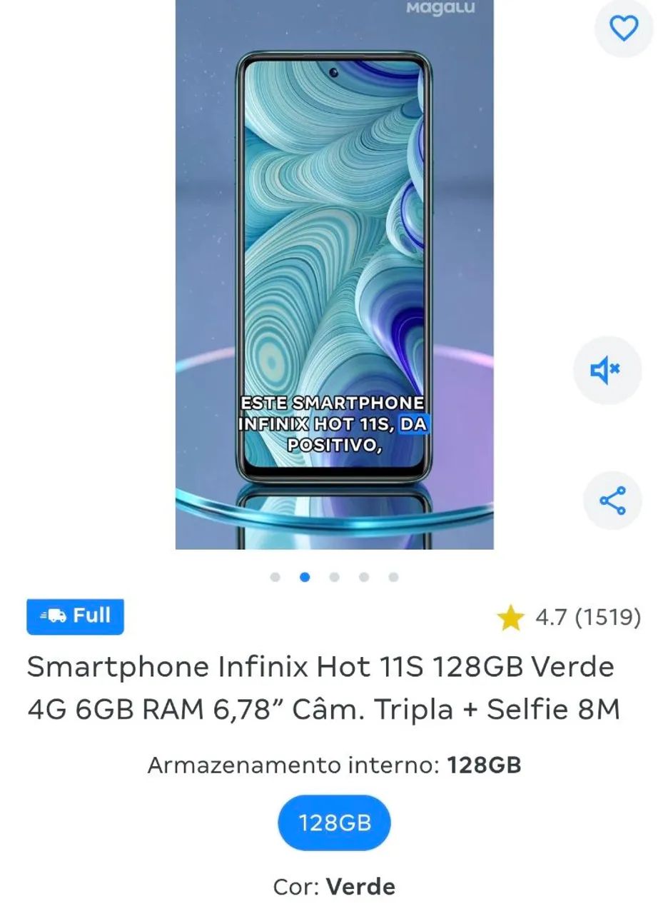 Smartphone infinix hot 11s 128gb novo com NFC  - Foto 2