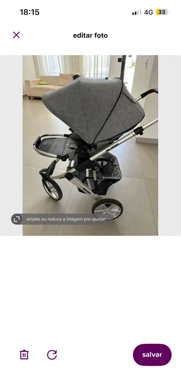 CARRINHO DE BEBÊ ABC DESIGN SALSA CINZA - Foto 3
