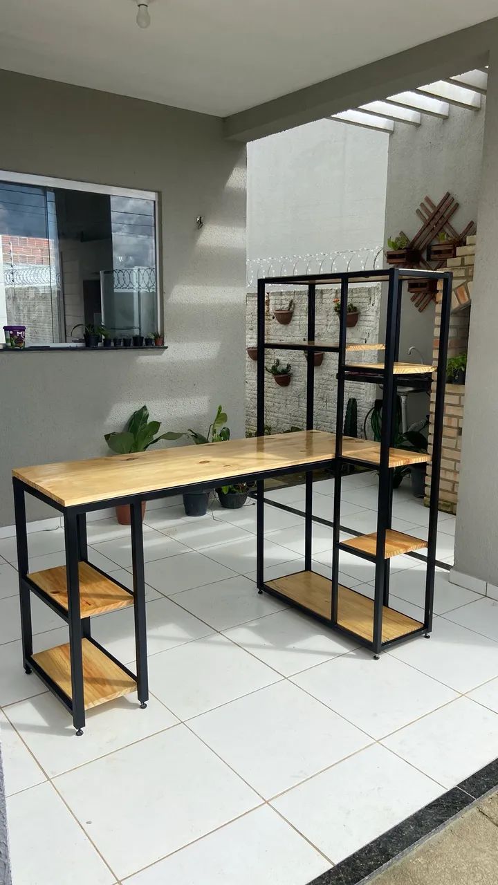 Mesa com estante estilo industrial  - Foto 2