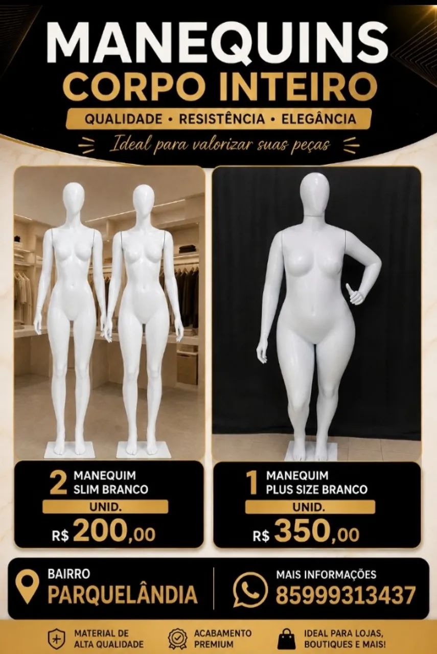 Manequim feminino slim e plus 