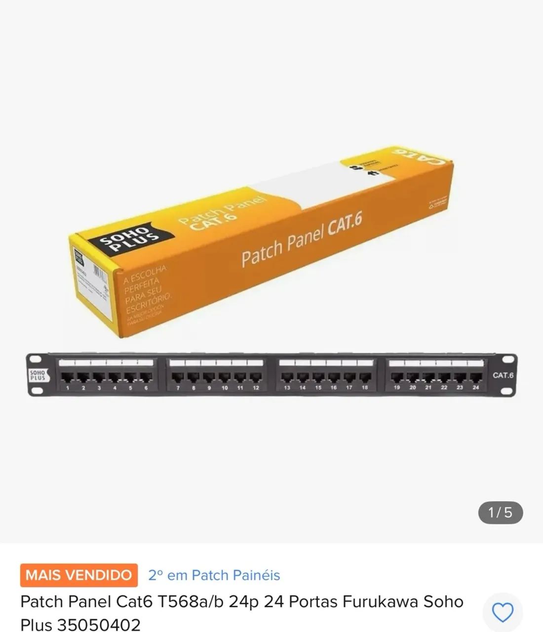 Patch panel Cat6 24 portas soho plus