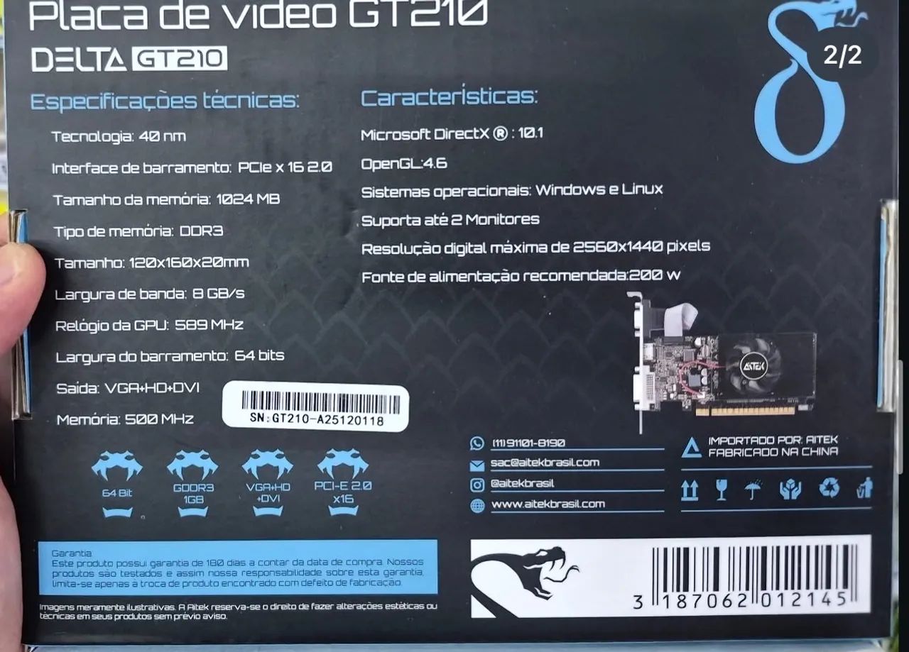 PLACA DE VIDEO P/COMPUTADOR REF: DELTA-GT210 - Foto 2