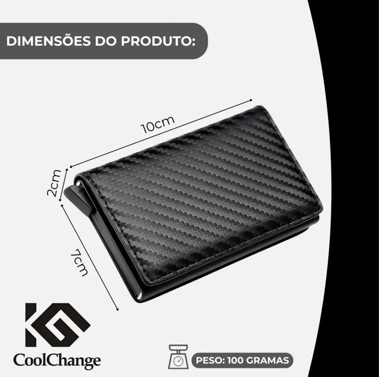 Carteira wallet proteção rfid fibra de carbono alumínio prata - Foto 5