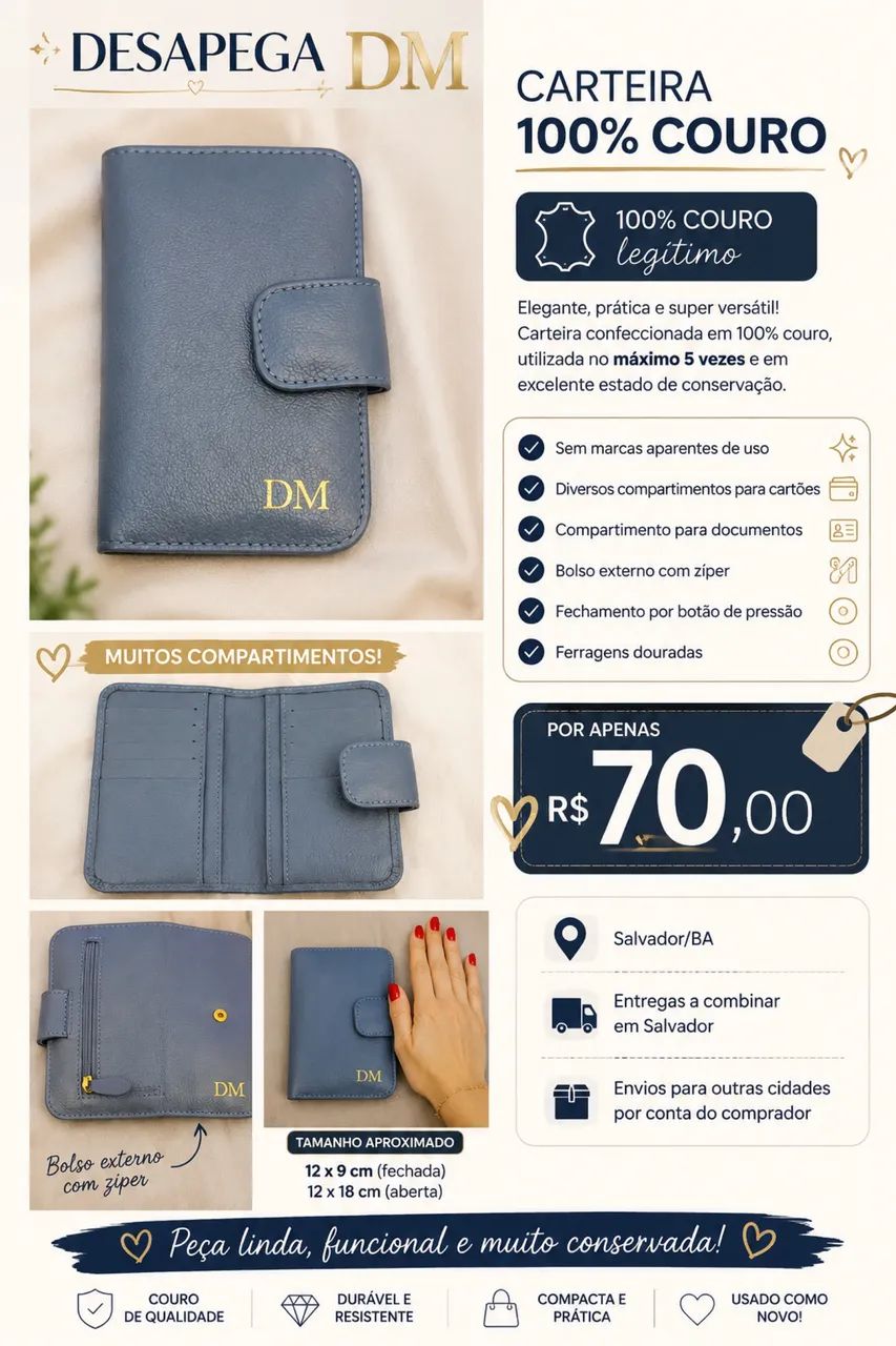 Carteira 100% couro - Foto 2