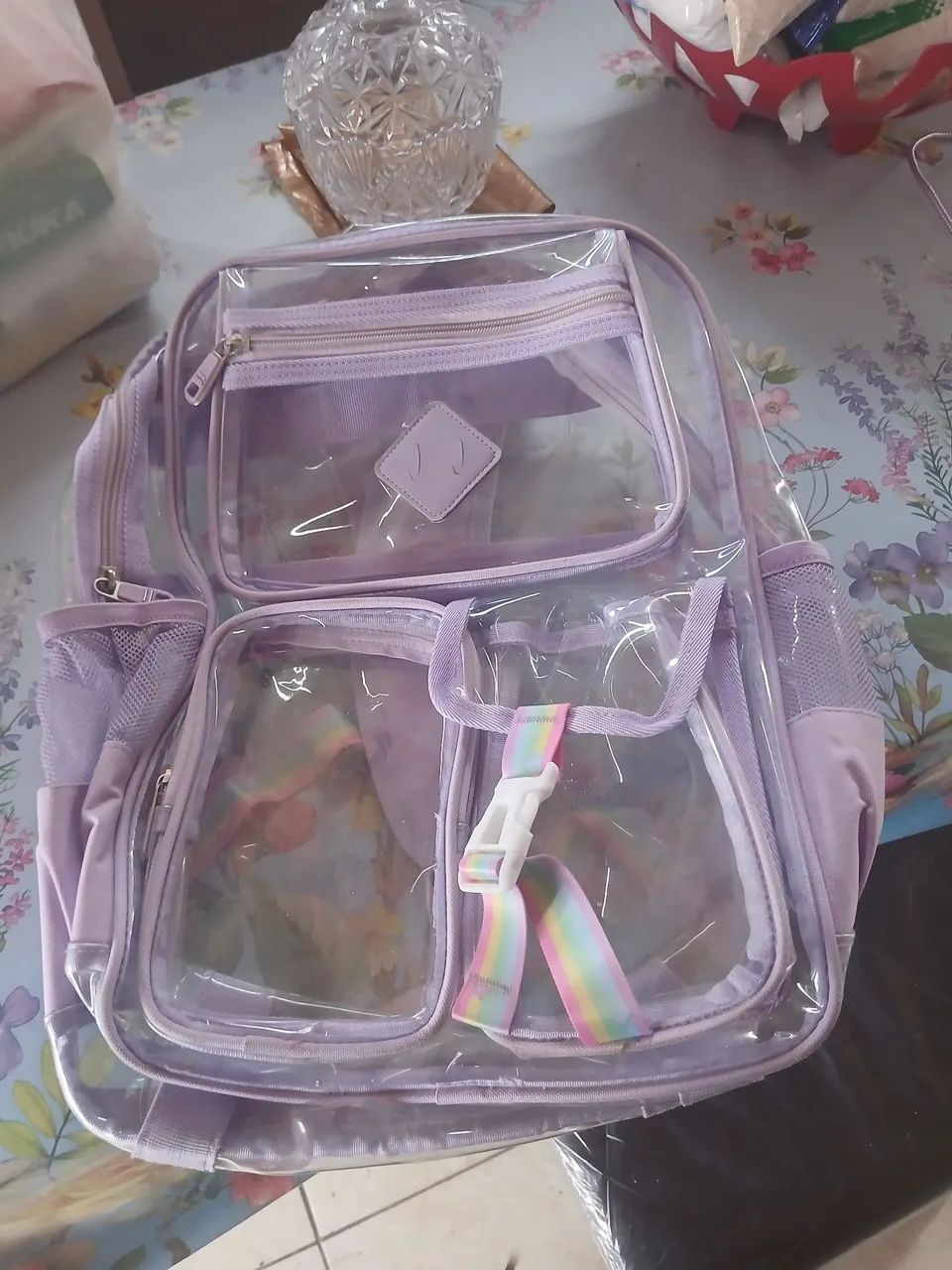 Mochila Lilás Transparente 