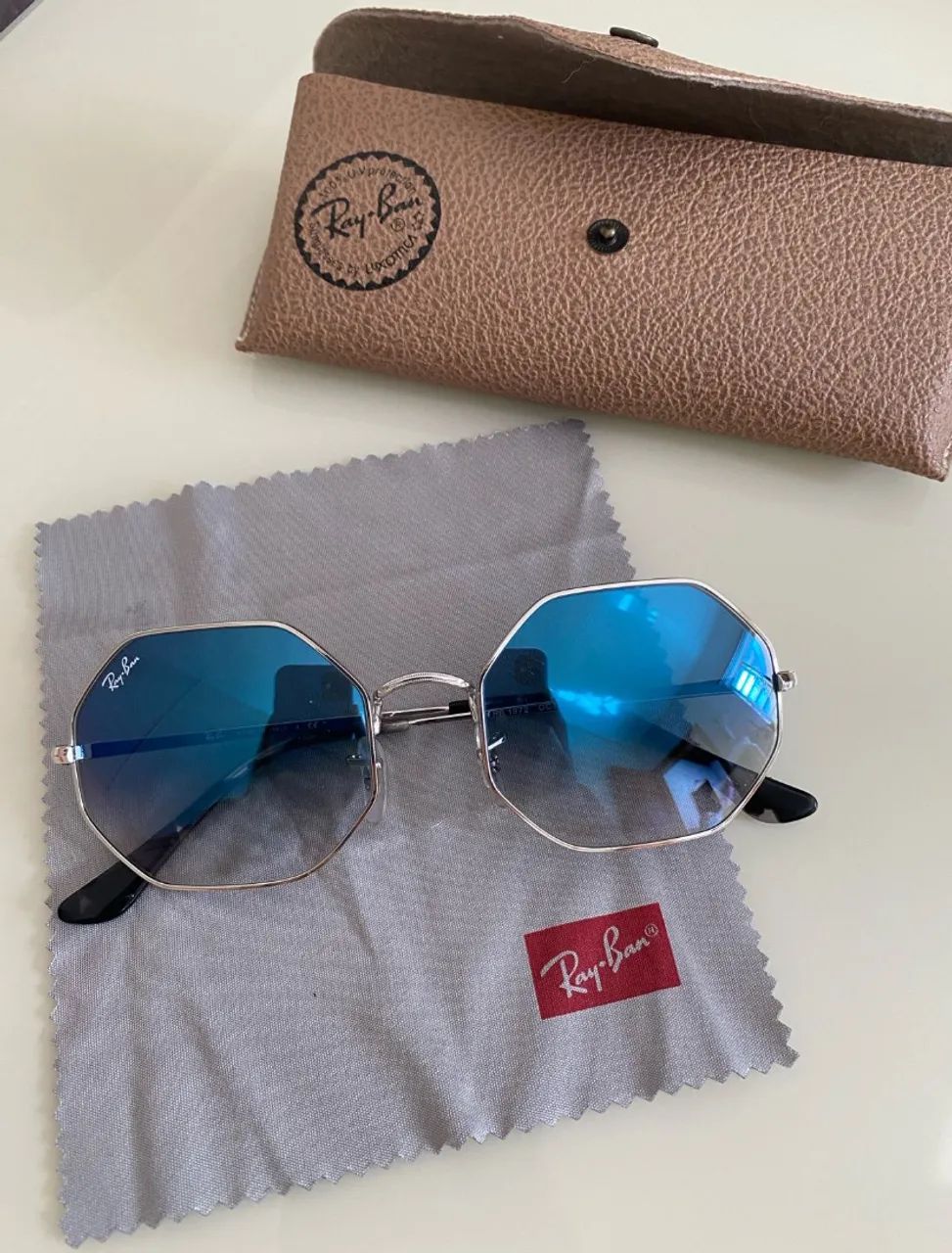 óculos de sol octagon 1972 ray-ban lente azul degrade