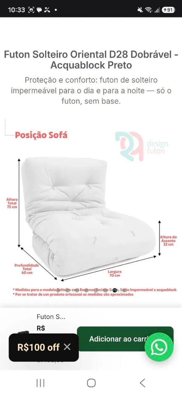 Futon cinza chumbo da marca  R9 design - Foto 5