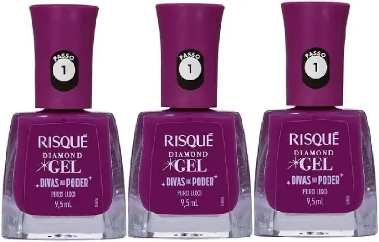 Kit com 2 esmaltes risqué diamond gel divas no poder puro luxo